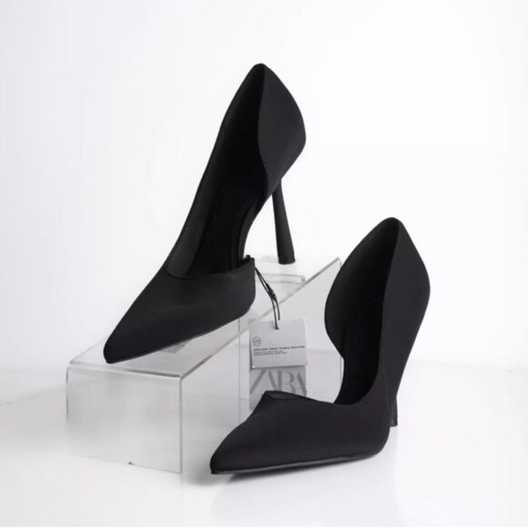 (Z) Zara Women's D'Orsay Black Pumps High Heels Sizes US/EU 8/39 - Picture 3 of 11